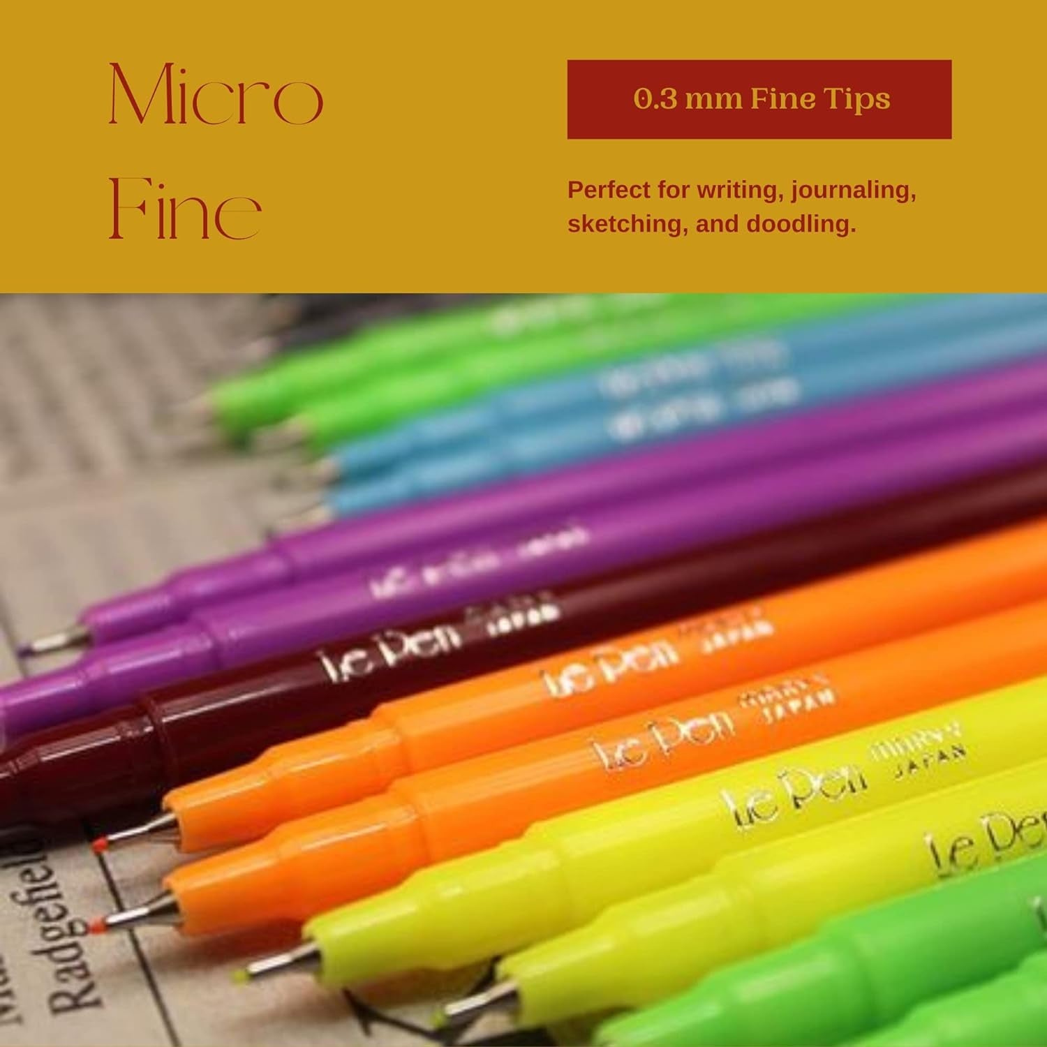 Uchida Le Pens Multicolor Set - 36 Colors Complete Set - Le Pen Pens for Journaling - Smudge Proof Fine Pens for Writing, Drawing - 0.3 Fine Line Lepen Pen Set