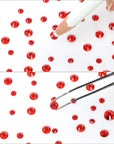 5040Pcs Red Flatback Rhinestones for Crafting, Crystal round Gems for Nail Art DIY Crafts Clothes Bags, 6 Mixed Size Hotfix Rhinestones with Tweezers and Picking Rhinestones Pen
