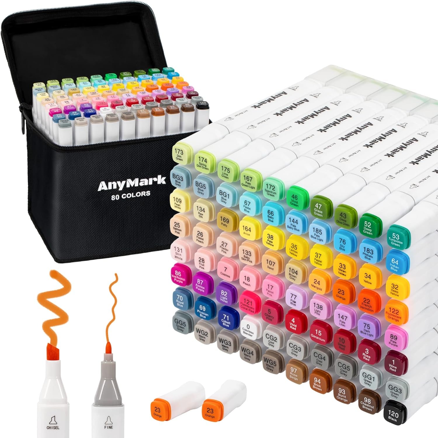 80 Colors Alcohol Markers, Markers Set, Dual Tip Alcohol Based Art Markers for Kids Adults Coloring Drawing, Chisel & Fine