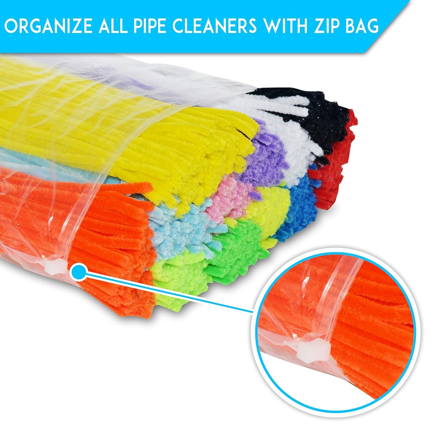 1300-Piece Arts & Craft Supply Set | Includes 1200 Chenille Pipe Cleaner Stems in 12 Colors & 100 Googly Eyes | Ideal for Use at Home & School for DIY Art & Craft Projects, Decoration & More