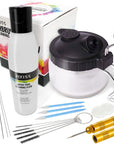 Airbrush Cleaning Kit - Airbrush Clean Pot Glass Cleaning Jar with Holder, 5Pc Cleaning Needles, 5Pc Cleaning Brushes, 1 Wash Needle, 2 Extra Filters