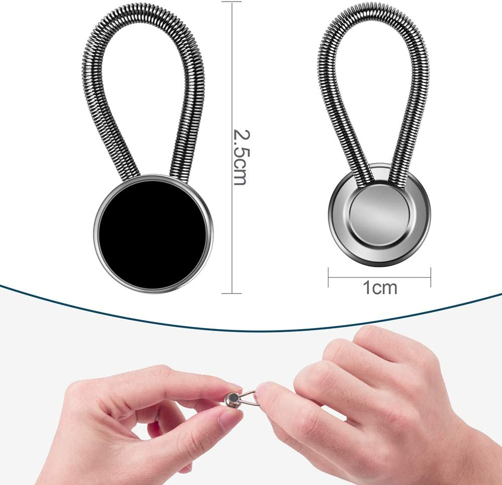 12Pcs, Collar Extenders, Comfy & Premium Invisible Neck Extender, Adds 1 in Instantly, Button Extenders for Mens Dress Shirts Suits Trouser, Coat, Shirts (Black, White, Silver)