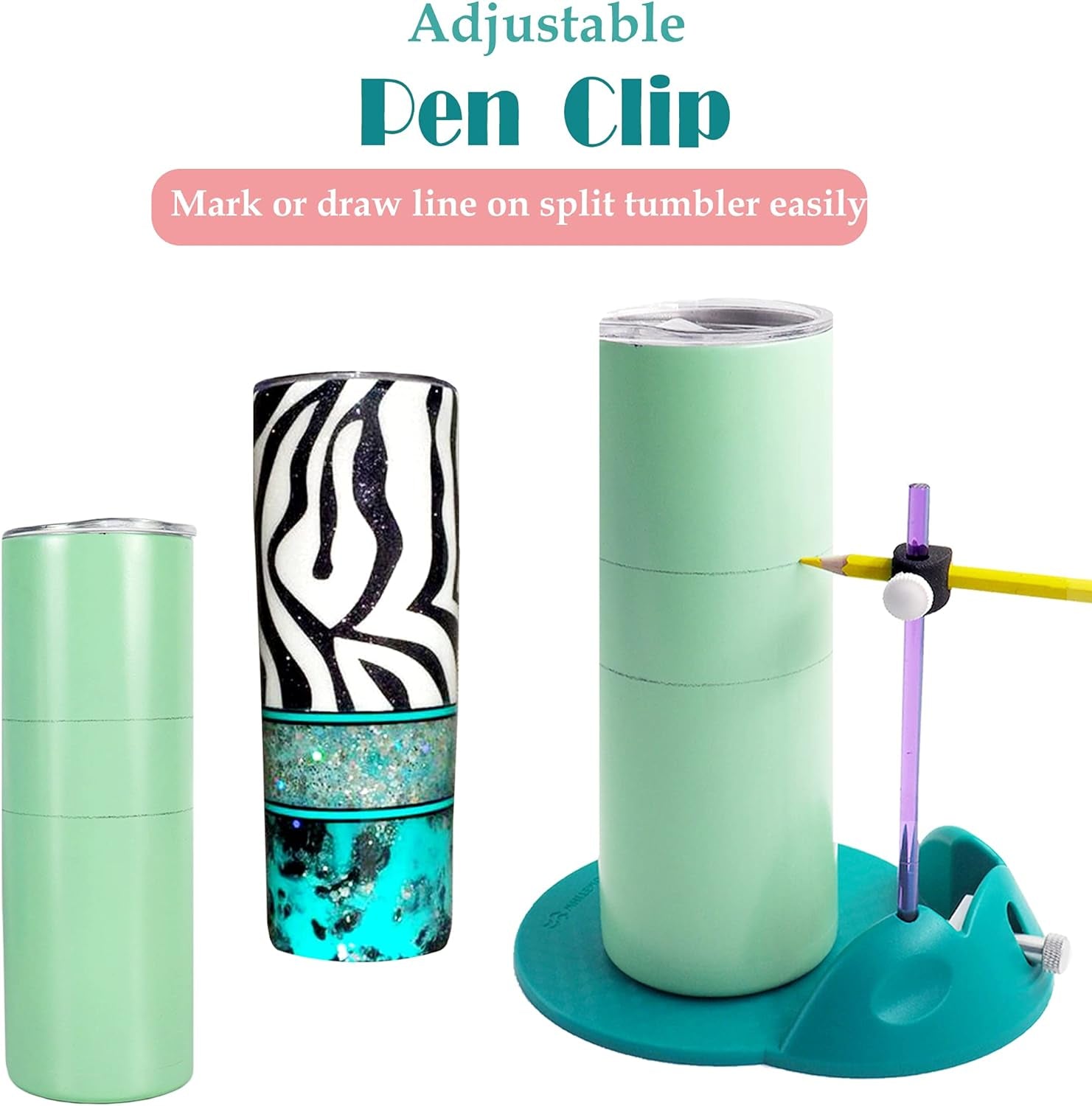 2-In-1 Cup Edging Tool, Cup Edger Cutting for Custom Tumblers, Tool for Drawing Level Line of Split Tumbler Cups (Teal)