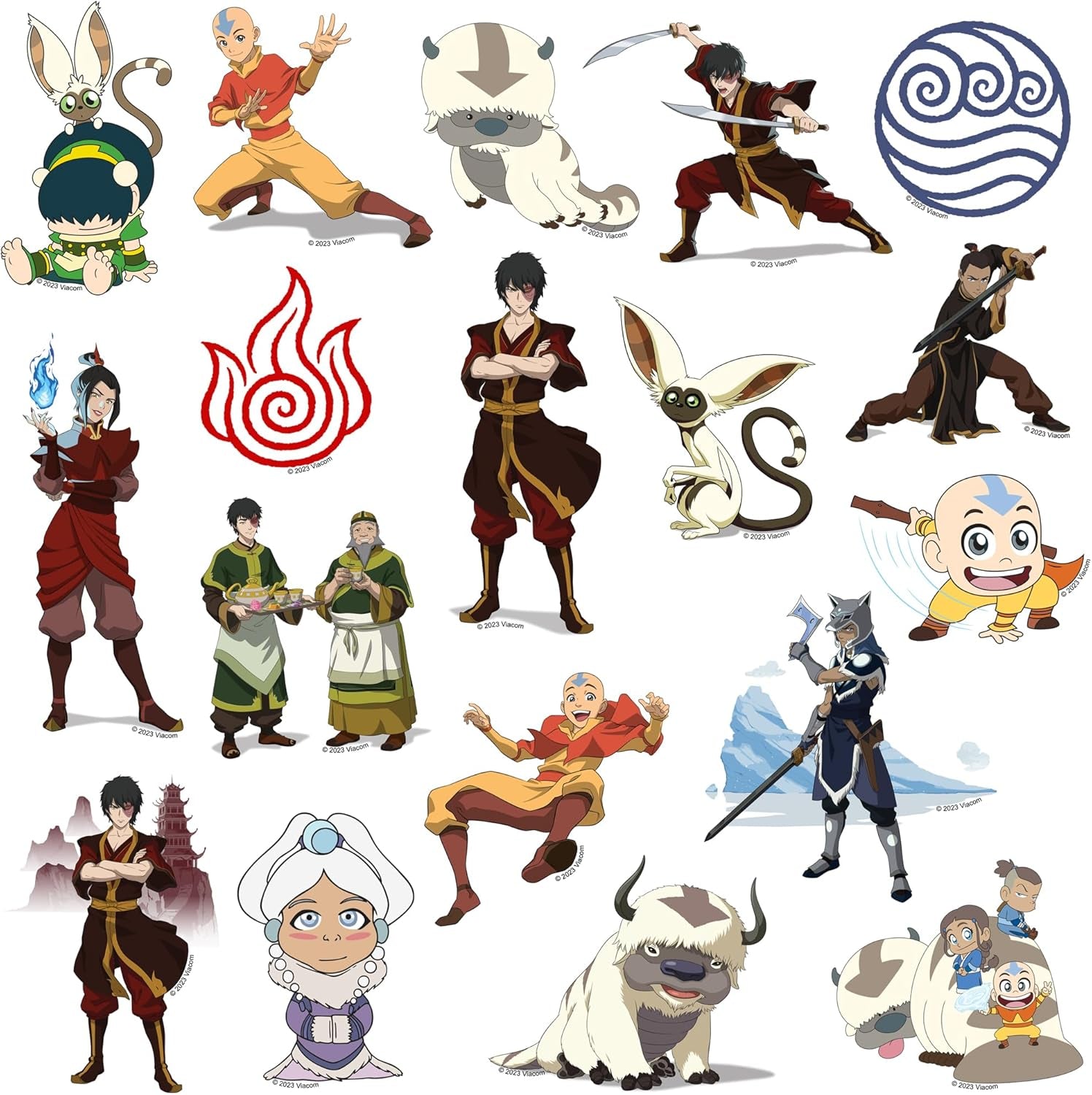 Avatar the Last Airbender 50Ct Vinyl Large Deluxe Stickers Variety Pack - Laptop, Water Bottle, Scrapbooking, Tablet, Skateboard, Indoor/Outdoor - Set of 50