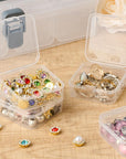 Small Bead Organizers with Handle, 24 Pcs Plastic Storage Cases, Mini Clear Craft Containers with Hinged Lid and Label Small Parts Storage Boxes for DIY Art Craft Accessories