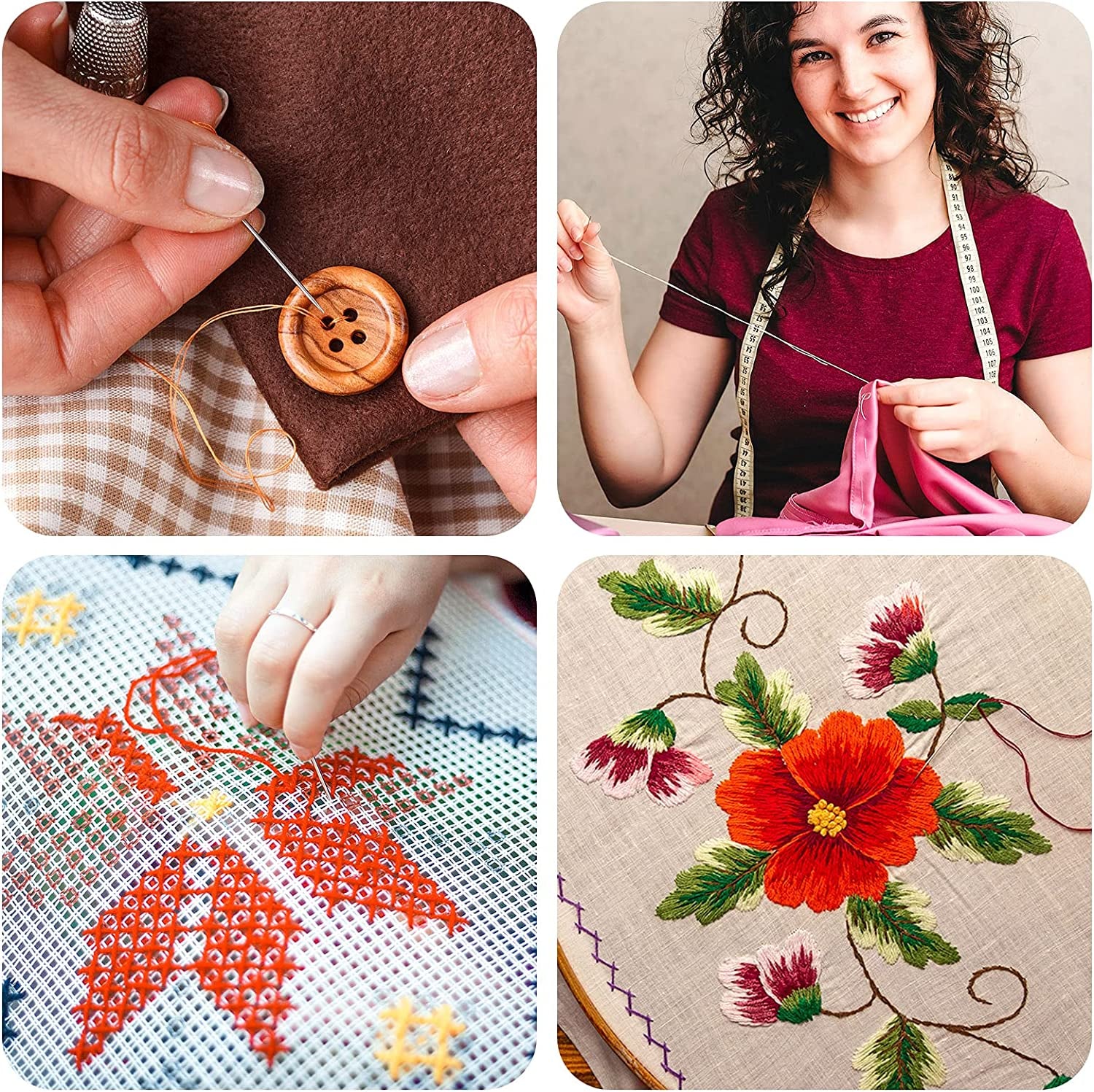 LED Needle Threader Sewing Tools Lighted Plastic Wire Loop DIY Needle Threader Hand Machine Sewing Tool for Sewing Crafting (2 Pieces)