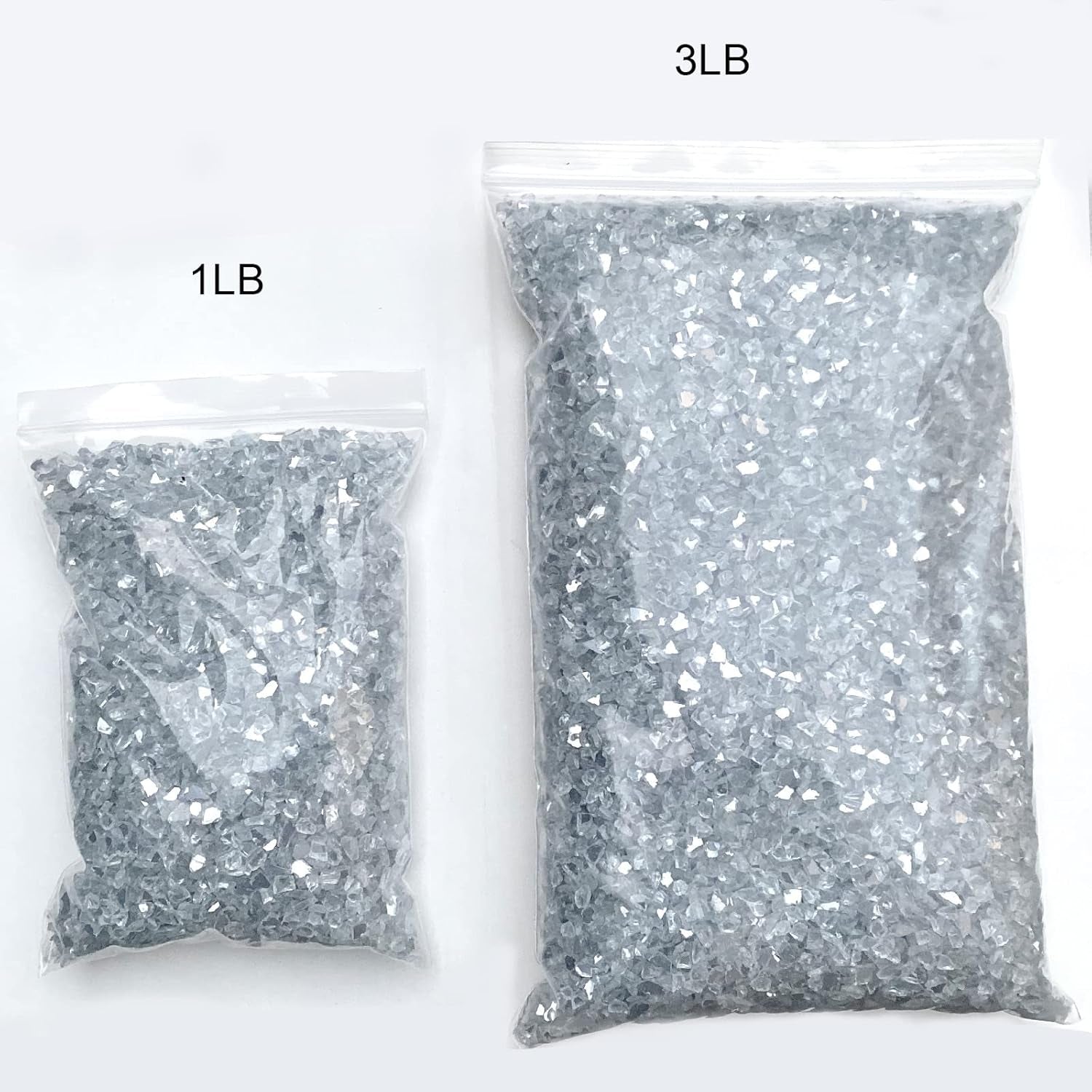 3Lb Crushed Mirror Glass for Crafts, Resin Glue Art Decorative DIY White Mirror Pieces 6-8Mm