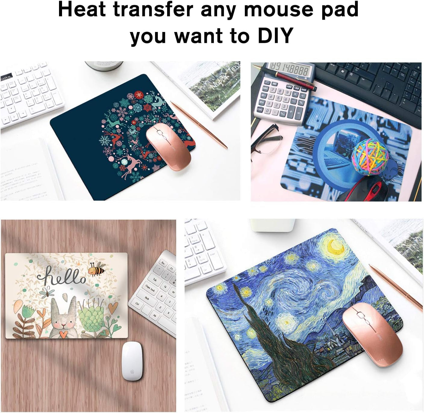 Sublimation Mouse Pad Blank Rectangular Blanks 12 Pcs for Sublimation Transfer Heat Press Printing Crafts 24X20X0.2Cm White