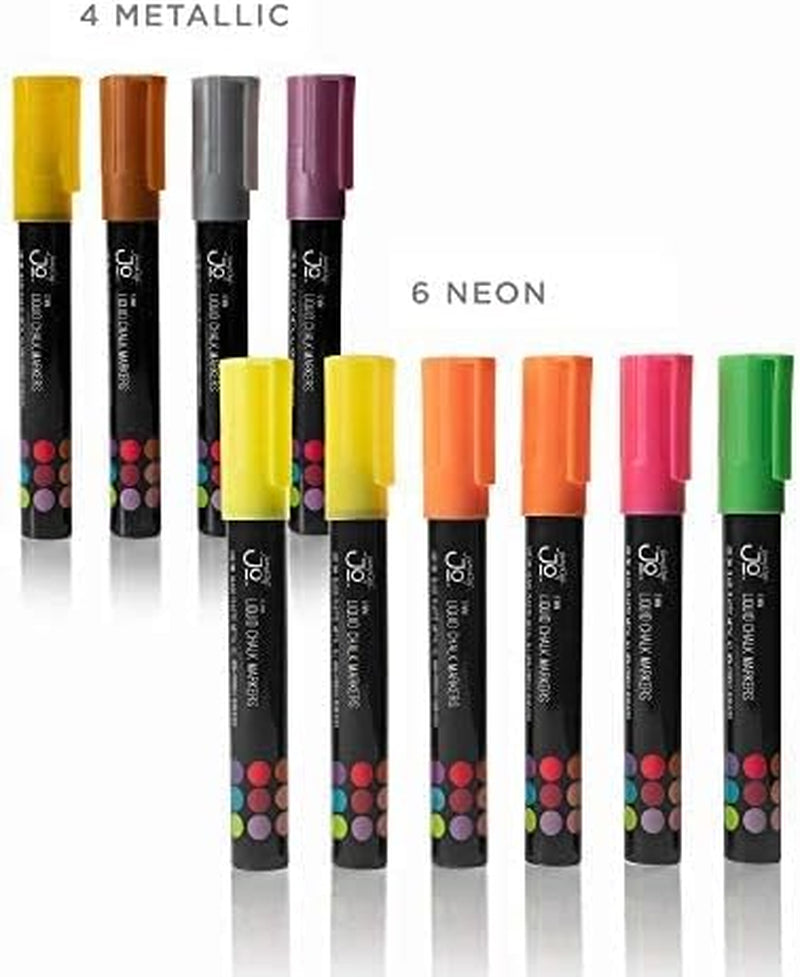 - 48 Pack of Liquid Chalk Markers – Reversible Chisel and round Tip - Neon, Metallic, and White Included - Age 6+