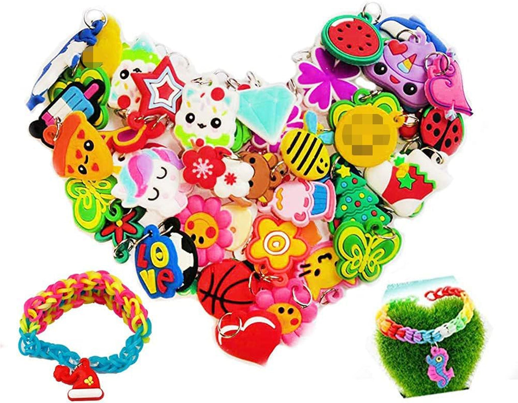 Flydem Rubber Loom Band Silicone Charm, Bracelet Charms,Loom Rubber Bands Charms,Bracelet Pendant,(105Pcs)
