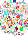 100Pcs Miniature Ocean Animals Mermaid Fish Dolphins Glitter Charms Decoration Flatback Resin Sets for DIY Fairy Garden Accessories Crafts