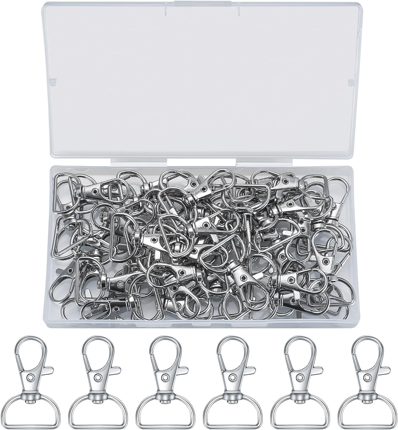 -50 Pcs Keychain Clips,Swivel Clasps Lanyard Snap Hooks,Keychain Hook, Key Chain Rings,Lobster Claw Clasps,D Ring Keychain Clasps,Key Chain Clip Hooks for Purse Hardware Sewing Craft Keychains