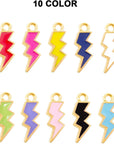 100PCS Zinc Alloy Enamel Flash Shape Charms Pendants Lightning Bolt Charms Flash Thunder Pendant for Bracelet Necklace Earrings DIY Jewelry Making Accessories (10 Colors)