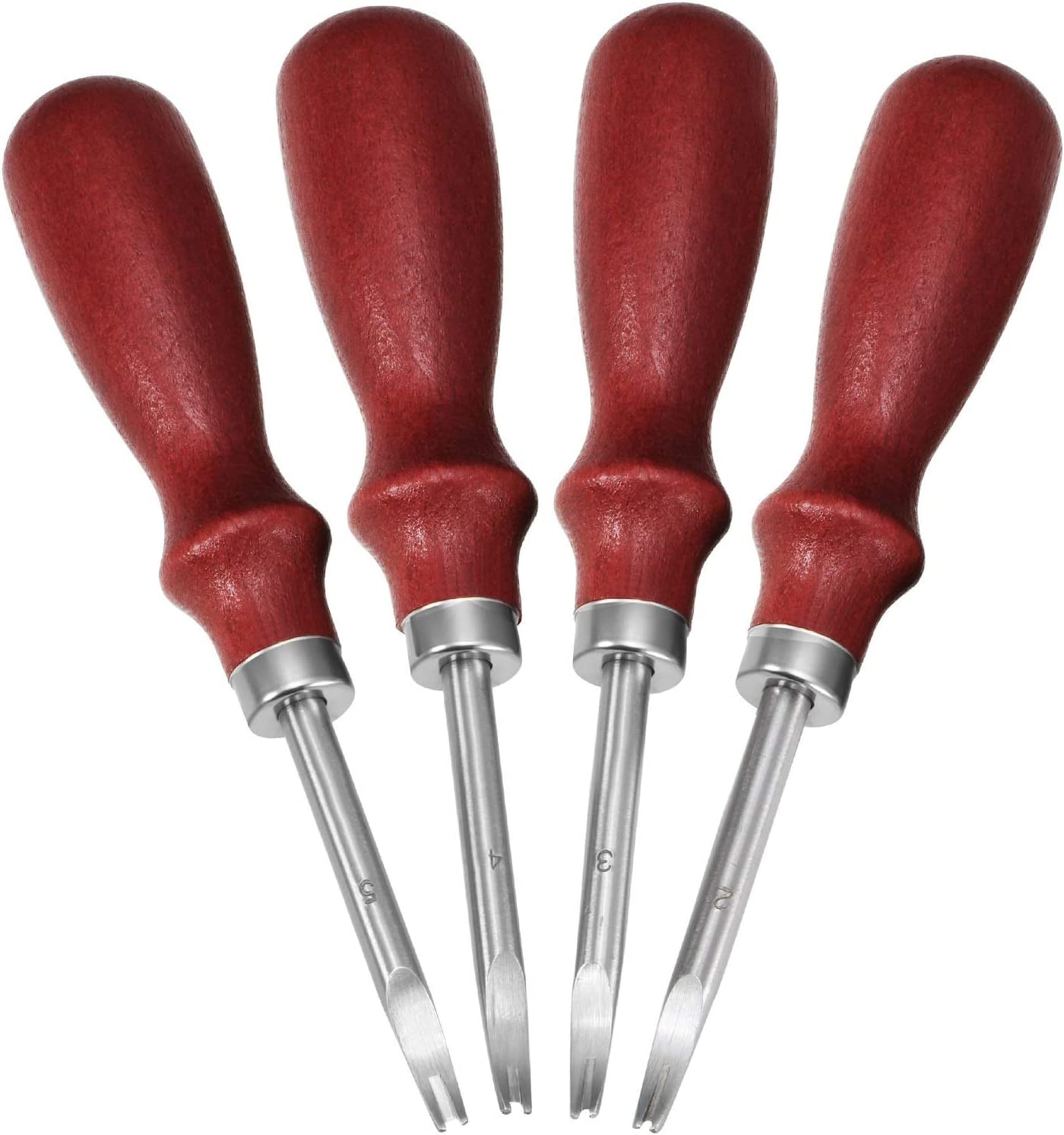 4 Pieces Edge Leather Beveler Craft Edge Beveler Cutting Beveling Leather Skiver Tool for DIY (1.5 Mm, 1.2 Mm, 1.0 Mm, 0.8 Mm)