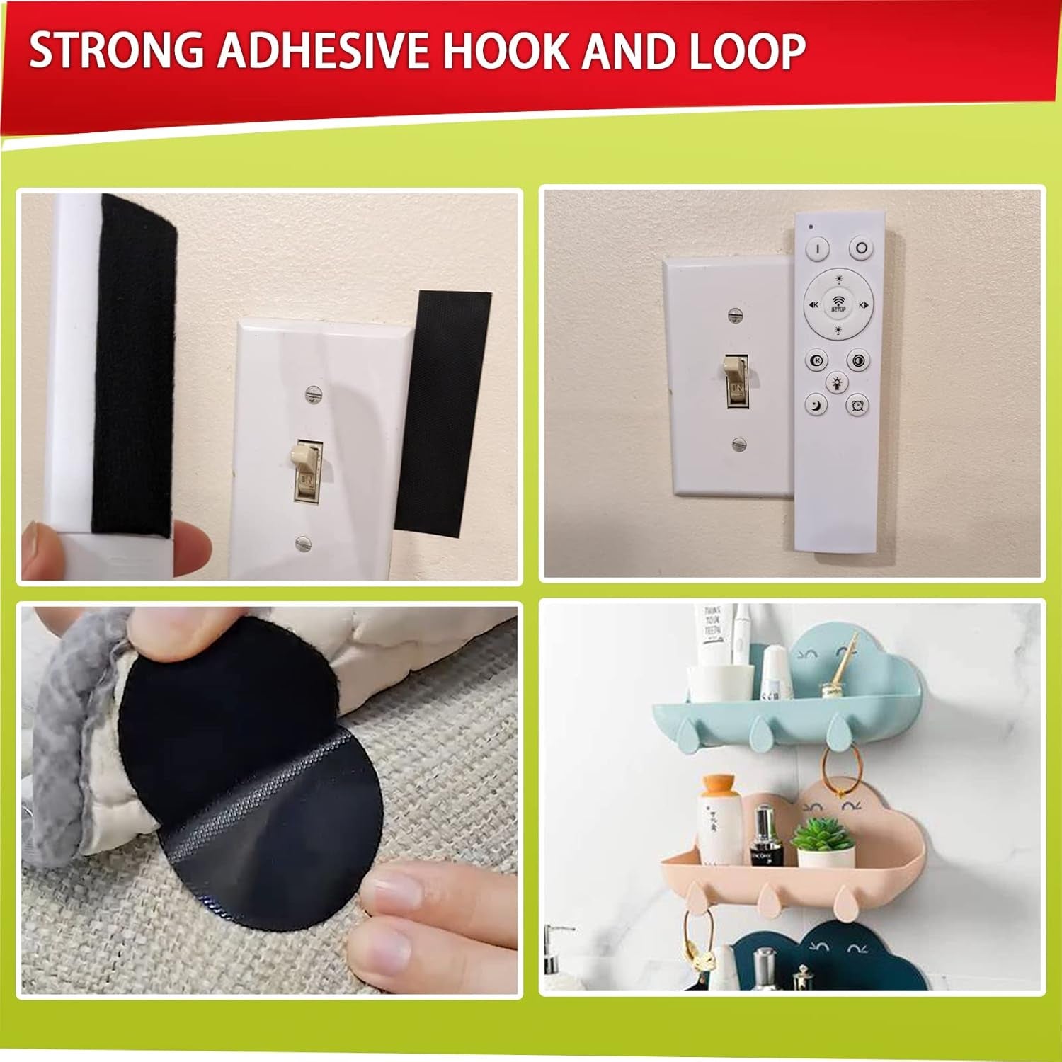72 Sets Hook and Loop Tape for Remote, Picture, Curtain,Office School Organization,Double-Sided Tape for Couch Cushions, Rugs, Mattress,Various Shapes,Usage