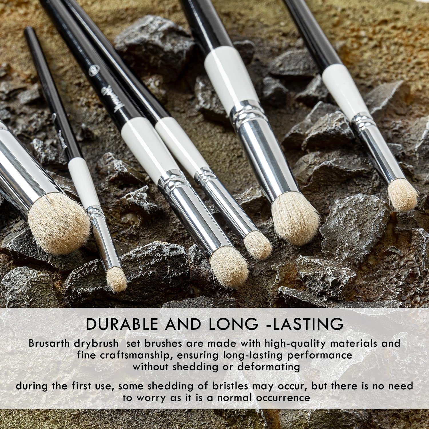 Drybrush Set-Hobby Detail Paint Brush Set, 6 Sizes Goat Hair Acrylic Paint Brushes for Tabletop & Wargames Miniature Watercolor Oil Painting, Model for Beginners & Professional