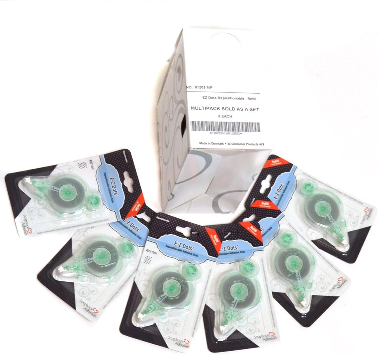 by 3L, 43 Feet 3L  E-Z Dots Repositionable Runner Refill Cartridge, Set of 6, Clear, 6 Count
