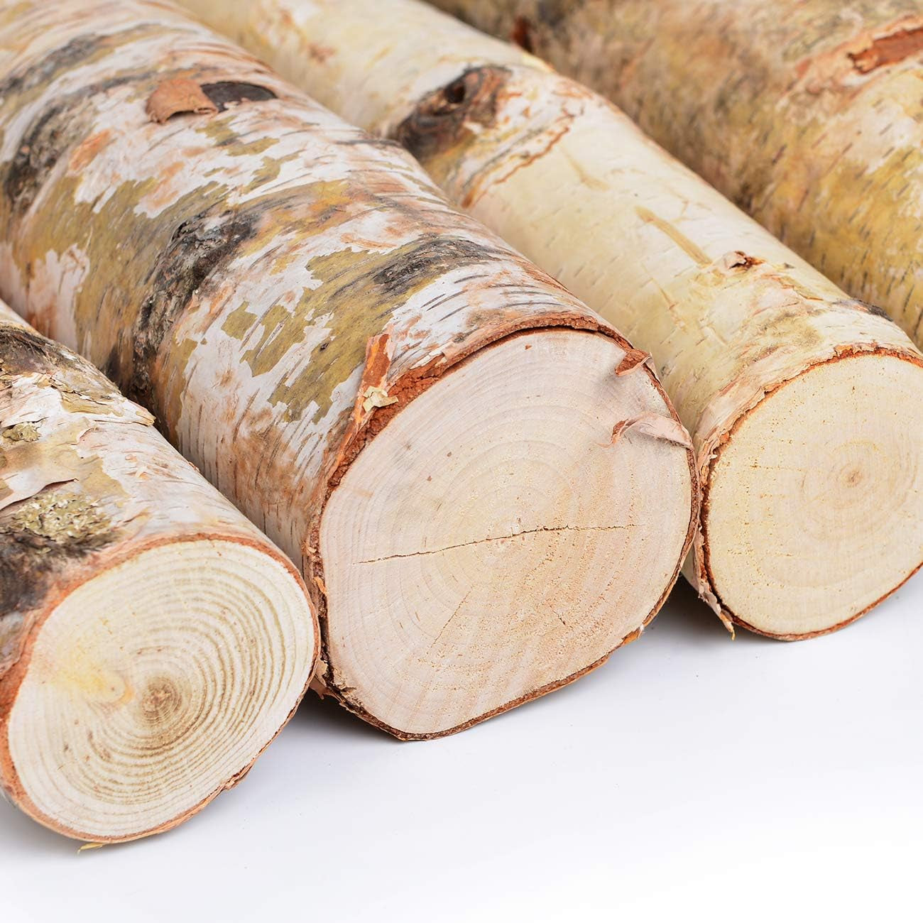 6 Pack Large Birch Logs for Fireplace Unfinished Wood Crafts DIY Home Decorative Burning(Logs:2.4"-3.1" Dia. X 16" Long)