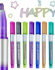 Outline Markers Pens, 8 Colors Double Line Markers Sel-Outline Metallic Markers Shimmer Markers for Art, Christmas, Greeting Cards, DIY, Scrapbook, Easter Egg