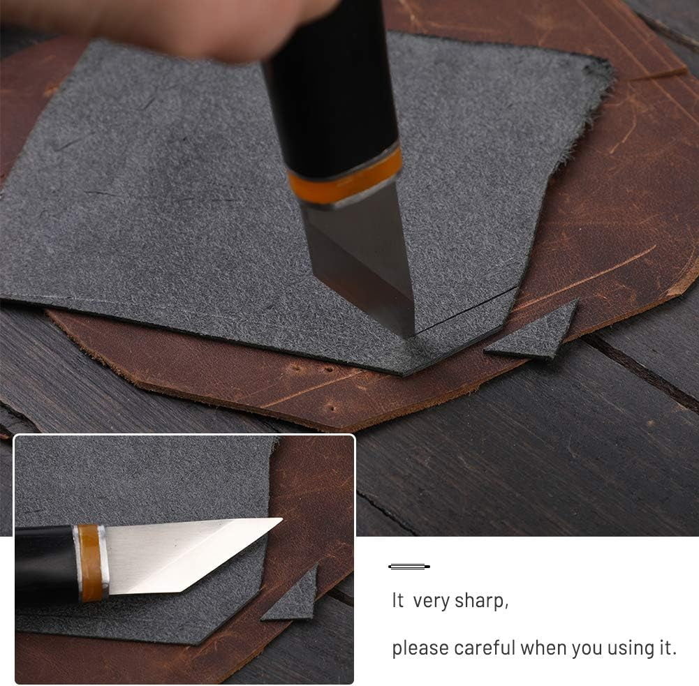 Leather Skiving Knife, Leather Cutting Knife with Wooden Handle, Leather Skiver - Pointed Skiving Knife for Leather Work, Knife Cutting Leather with Exquisite Package for DIY Leathercraft