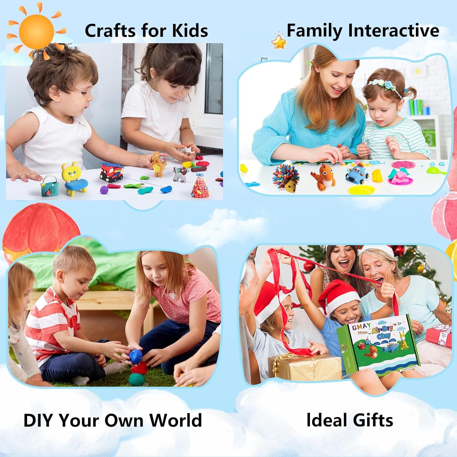 Air Dry Clay 50 Colors-Diy Modeling Clay Starter Kit with Sculpting Tools, Great Gift for Artistic Kids