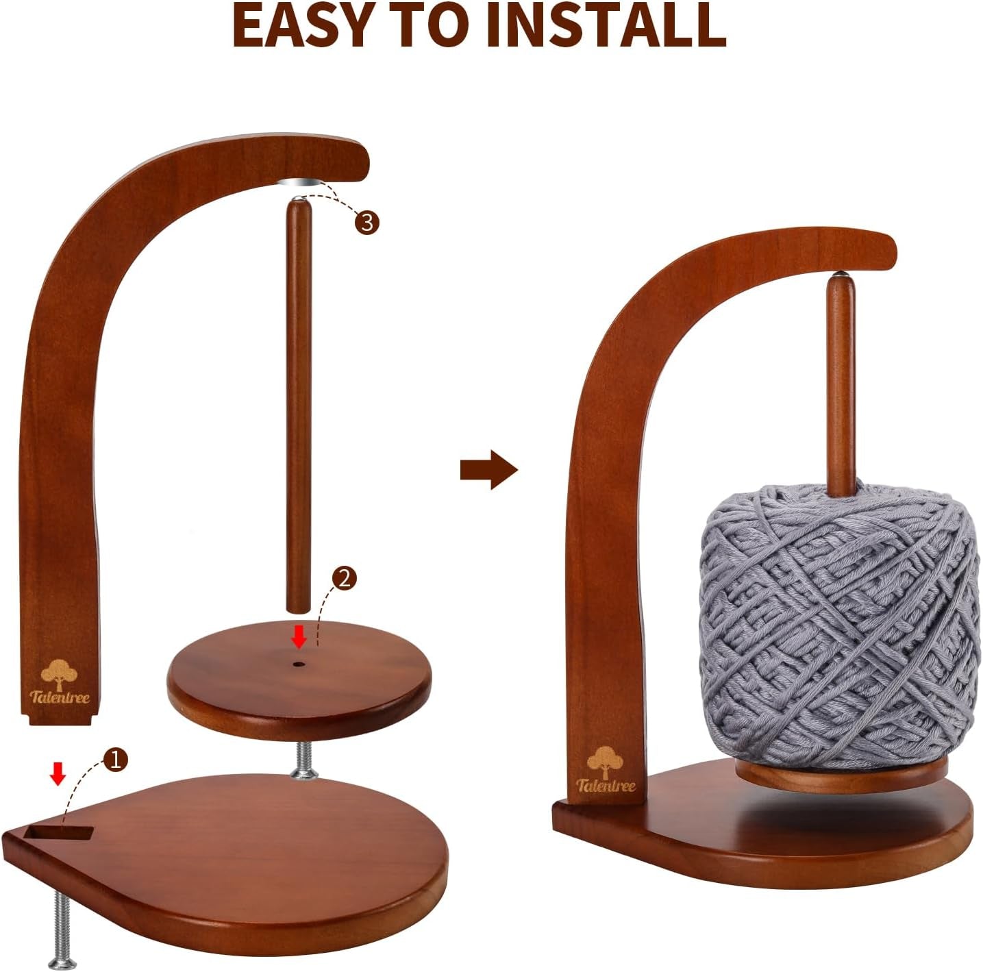 Yarn Holder for Crocheting and Knitting, Wooden Yarn Spinner, Magnetic Yarn Ball Holder, Yarn Spindle Dispenser, Gift for Crochet Lovers