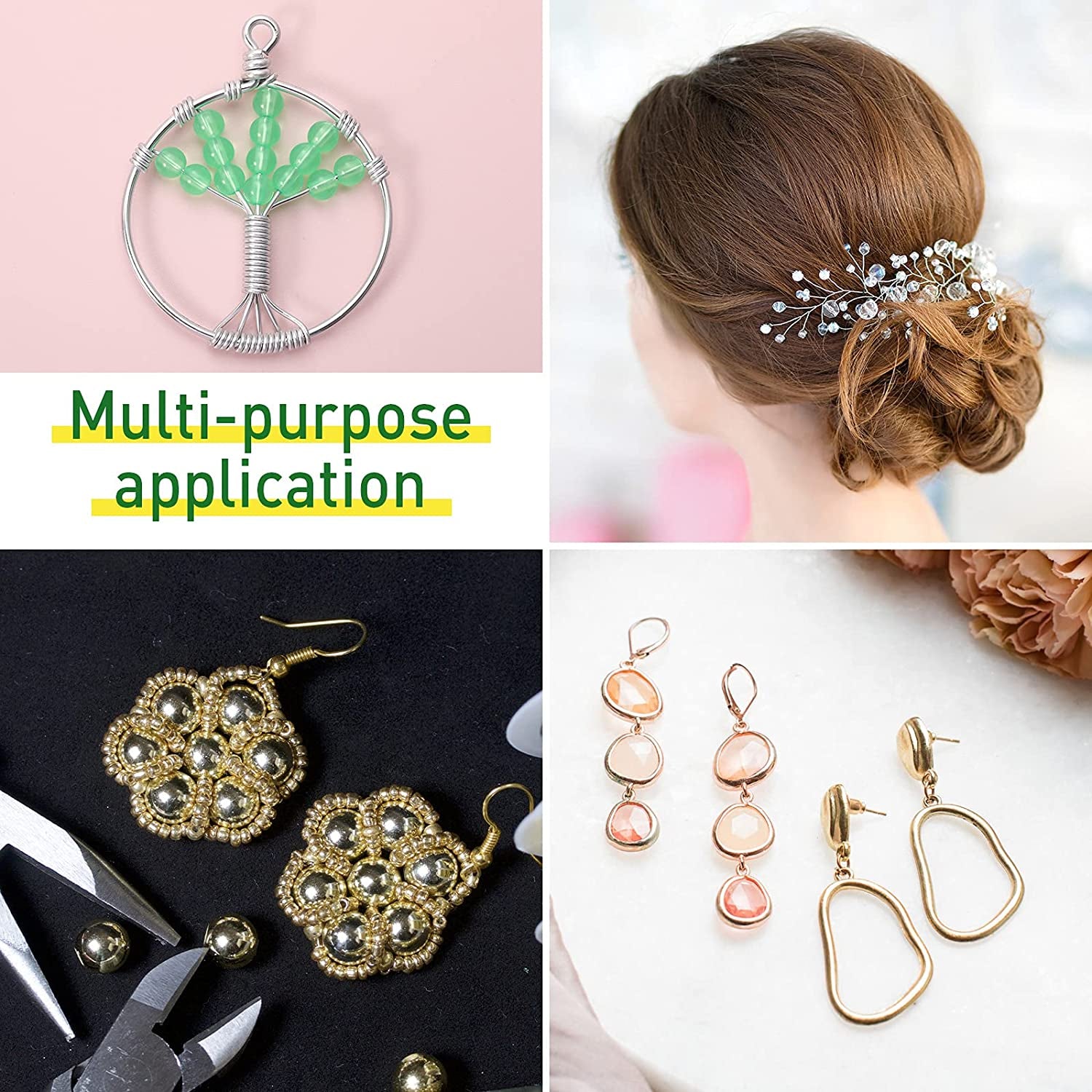 3 Rolls 18/20/22 Gauge Craft Wire for Jewelry Making Aluminum Wire with Ring Sizer Pliers for Jewelry Making(Silver)