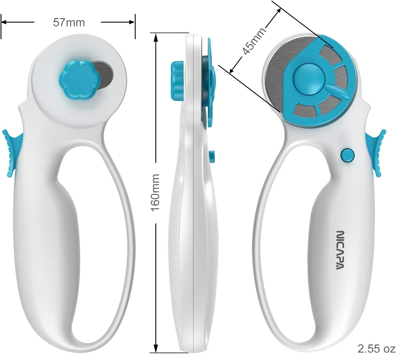 45Mm Rotary Cutter for Fabric with Safety Lock Ergonomic Classic Comfort Loop Rotary Cutter for Crafting Sewing Quilting (Extra 5Pcs 45Mm Replacement Blades Included)