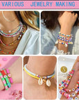 Clay Beads Bracelet Making Kit, 144 Colors Flat Polymer Friendship Spacer Heishi Beads for Jewelry Making with Letter Beads and Elastic Strings, 2025 Crafts Christmas Gift (144 Colors)