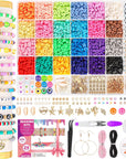 5800 PCS Clay Beads Bracelet Making Kit, 24 Colors Flat Preppy Beads for Friendship Jewelry Making, Polymer Heishi Beads with Charms DIY Arts and Crafts Birthday Gifts Toys for Teen Girls Age 6+