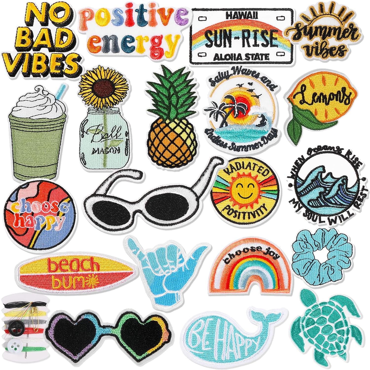 20 Pieces Iron on Hippie VSCO Vintage Patches Appliques Hippie Retro Embroidered Patches Summer Beach Iron on Patches for Backpacks, Jeans, Jackets and Clothes DIY Craft(Novel Style)