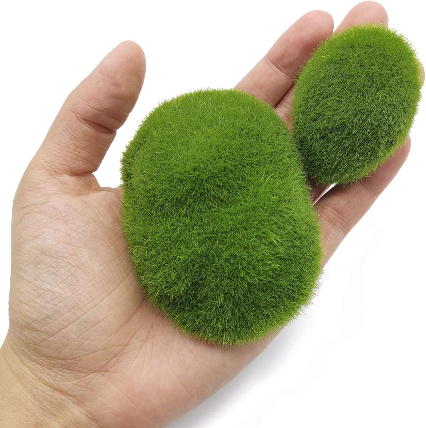 40PCS 4 Size Artificial Moss Rocks Decorative, Green Moss Balls,Moss Stones, Green Moss Covered Stones, Fake Moss Decor for Floral Arrangements, Fairy Gardens and Crafting