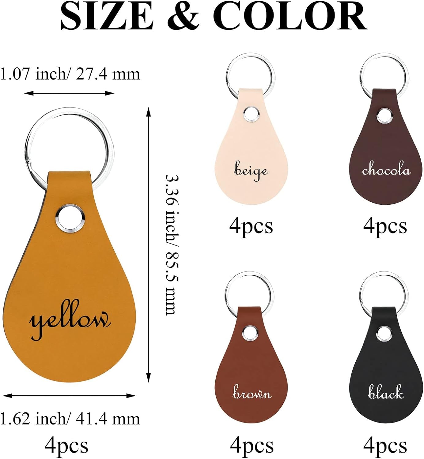 20 Pack Leather Key Fob Kit PU Leather Keychain Blanks with Key Rings and Rivets Key Chain Blanks for DIY Craft Laser Engraving Keychain Making Leather Working (5 Colors)