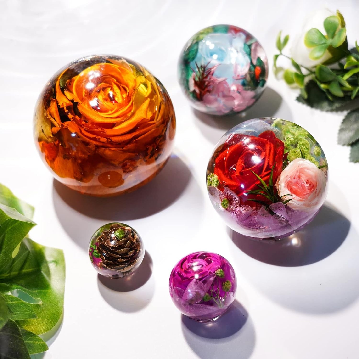 9 Pcs Sphere Silicone Molds for Resin, Upgraded Seamless 3D Sphere Resin Molds Silicone,Large round Ball Epoxy Resin Molds for Flowers Preservation,Resin Casting, Soap, Candle