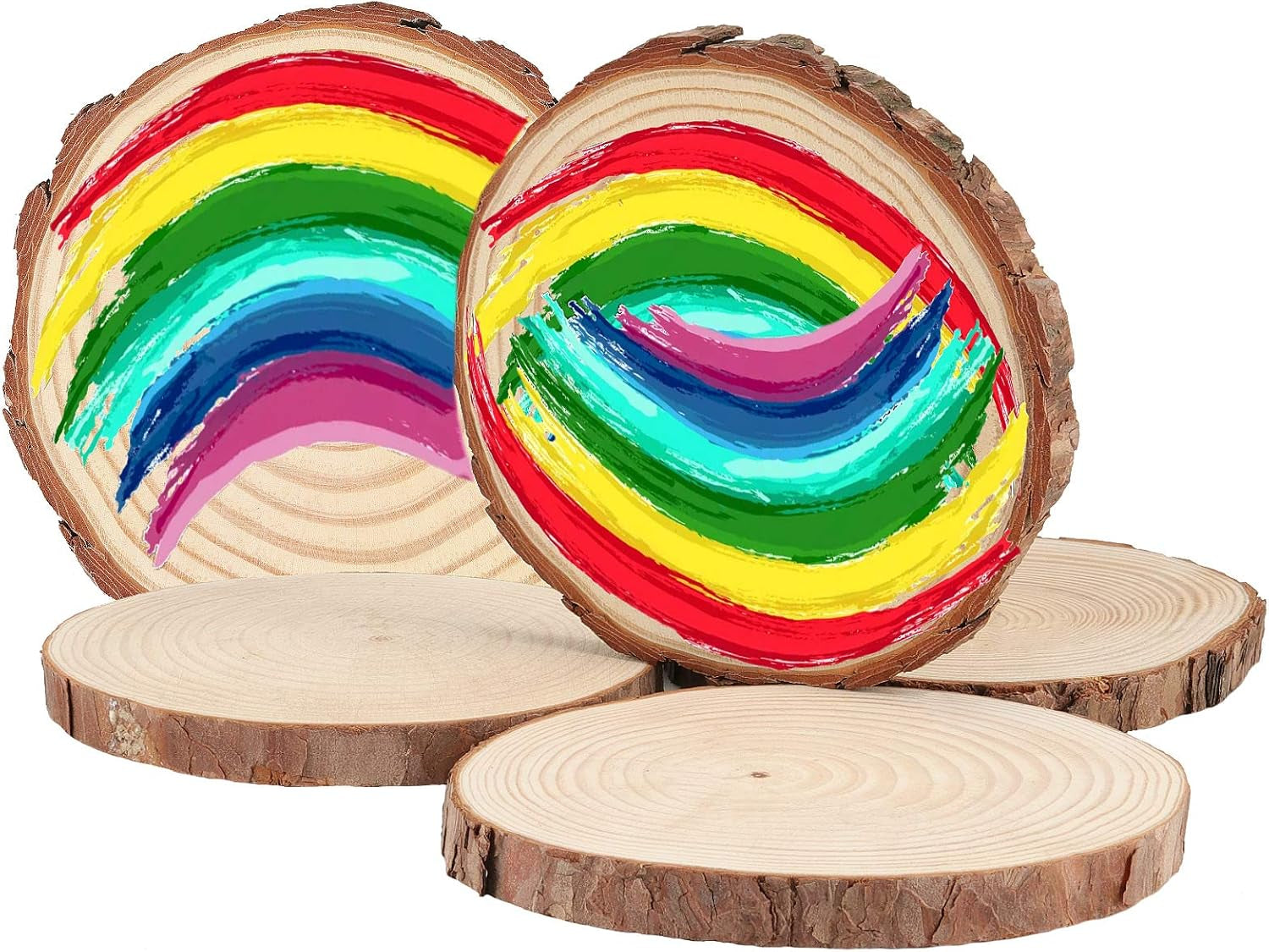 12 Pcs 6-7 Inch Wood Slices for Crafts, Unfinished Wood Rounds with Bark, round Wooden Discs Circles for Christmas Ornaments Wedding Rustic Decoration DIY Handcrafts Arts