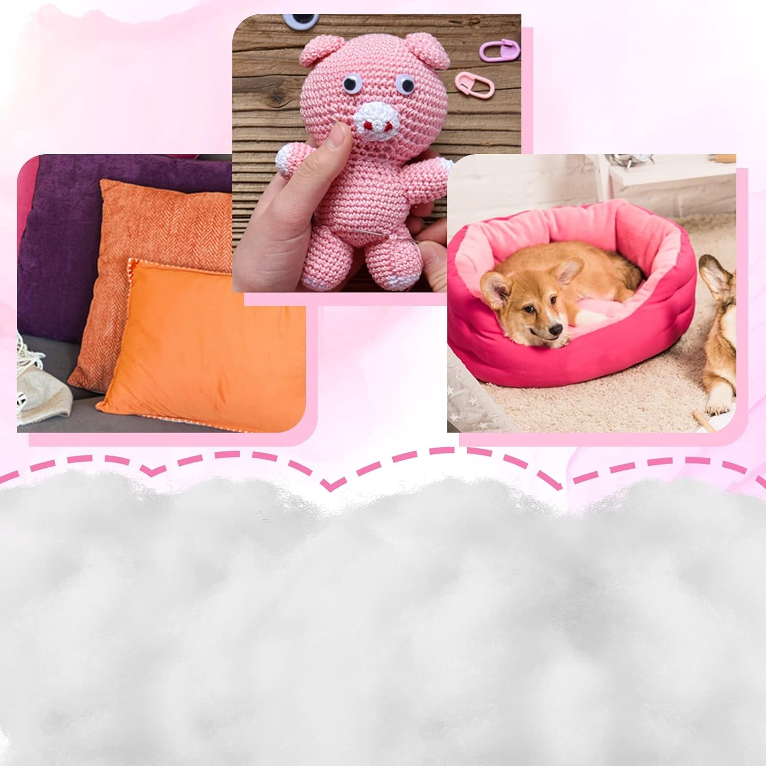 1000G/ 35Oz Polyfill Stuffing Polyester Fiber Filling Stuffings in 4 Pack Pillow Couch Stuffed High Resilience Fiber for Cushion Small Dolls Crafts Comforter DIY Padding Quilts