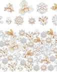 60 Pieces Rhinestone Buttons,Faux Pearl Embellishments Buttons,Flat Back Flower Rhinestone Buttons for Crafts,Jewelry Making,Diy Wedding Decorations,Clothes Bags Shoes Supplies