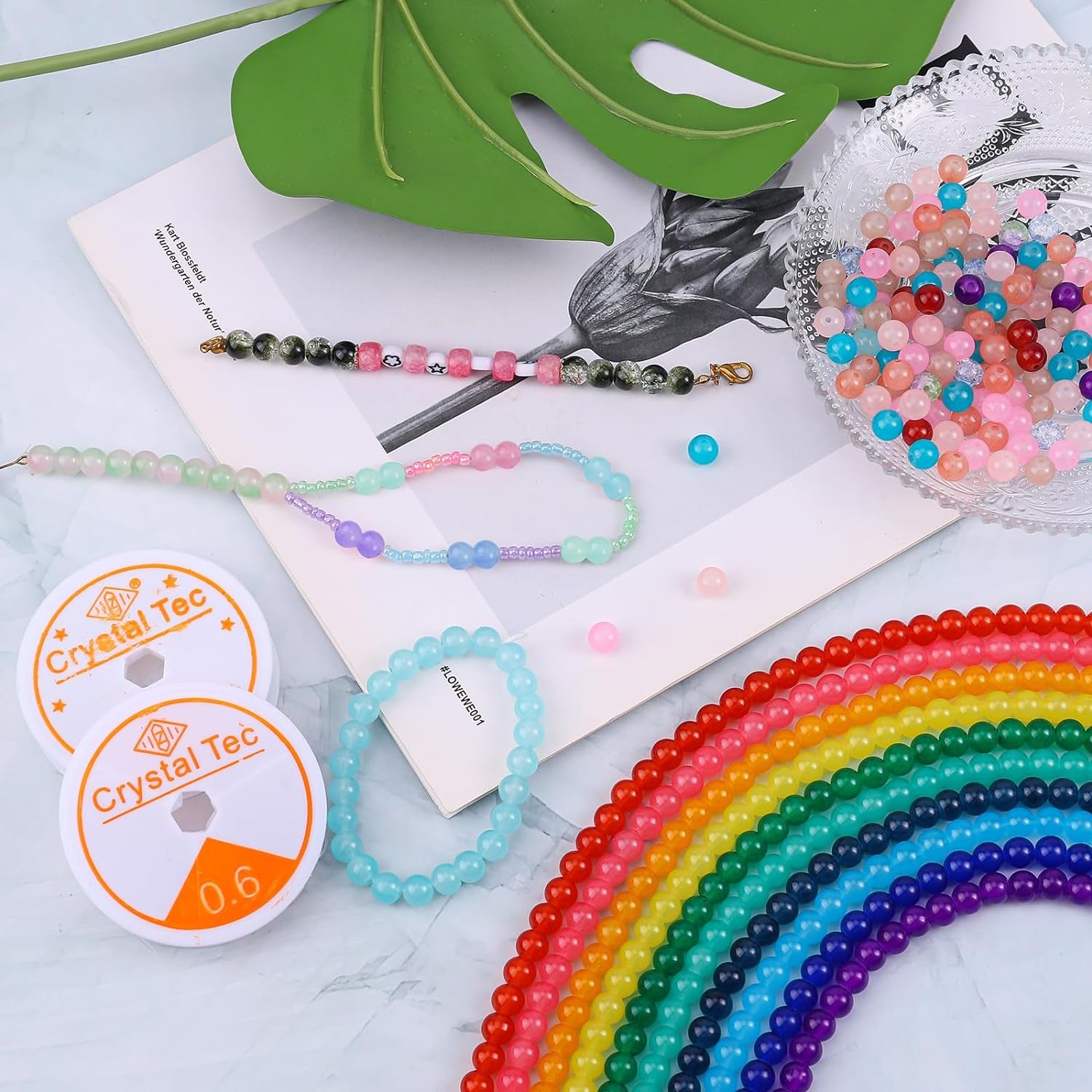 1400Pcs 30 Color Glass Beads for Jewelry Making, 8Mm round Crystal Glass Bracelets Making Kit Suitable for Beginner Bracelet Making