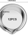 12Pcs Makeup Palette Stainless Steel Small round Paint Tray Artist Watercolours Paint Mixing Palette Tray,Silver,1.97 X 0.59 Inch