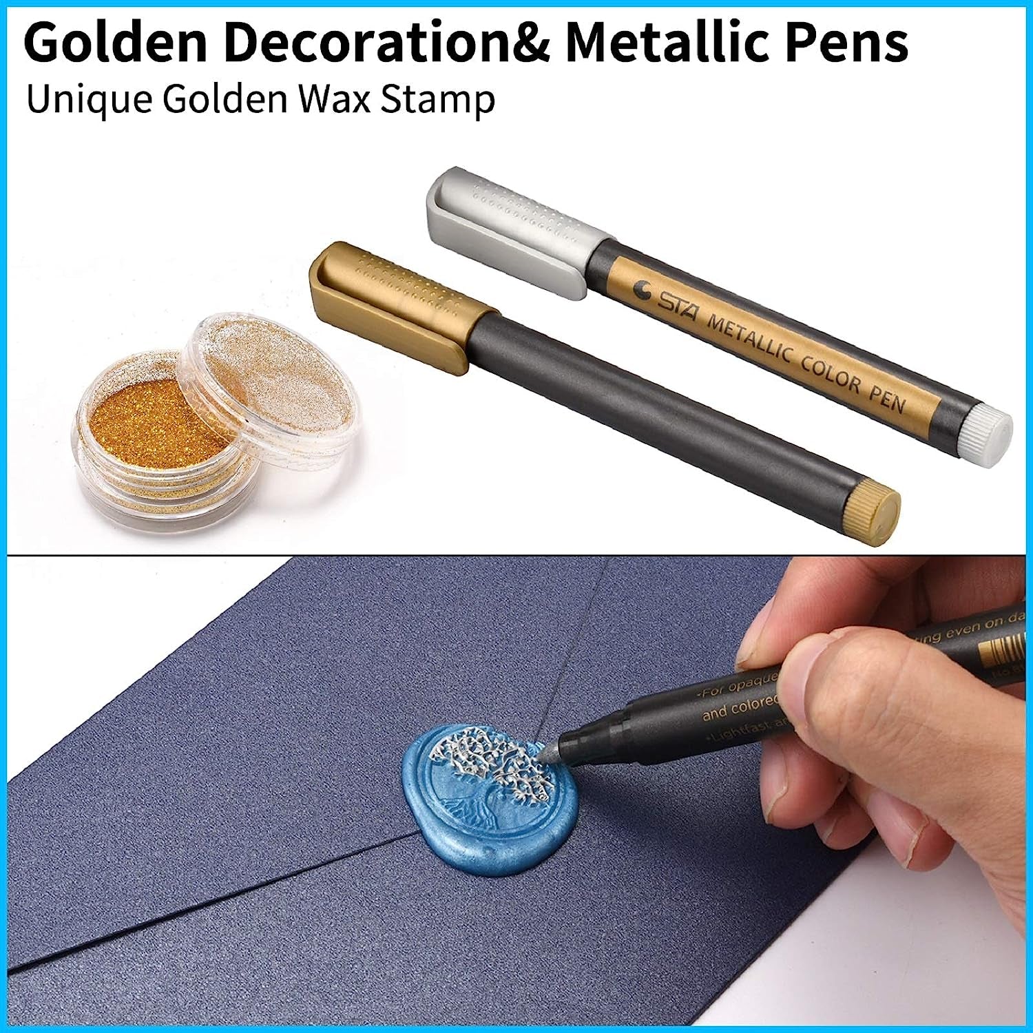 Wax Seal Stamp Kit with Gift Box, 24 Colors and 624 Pcs Wax Seal Beads with Wax Seal Stamp, Sealing Wax Warmer, Wax Seal Metallic Pen and Envelope, Wax Seal Kit for Gift and Decoration