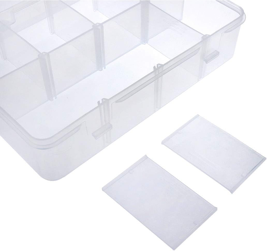 8-Grid Snack Box Container with Removable Dividers Plastic Organizer Box for Candies Snacks Electronics Jewelry Small Parts (7.3In X 4.9In)