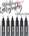 Hand Lettering Pens, Calligraphy Brush Pens Art Markers for Beginners Writing, Sketching, Drawing, Illustration, Scrapbooking, Journaling, Black Ink Pen Set, 8 Sizes