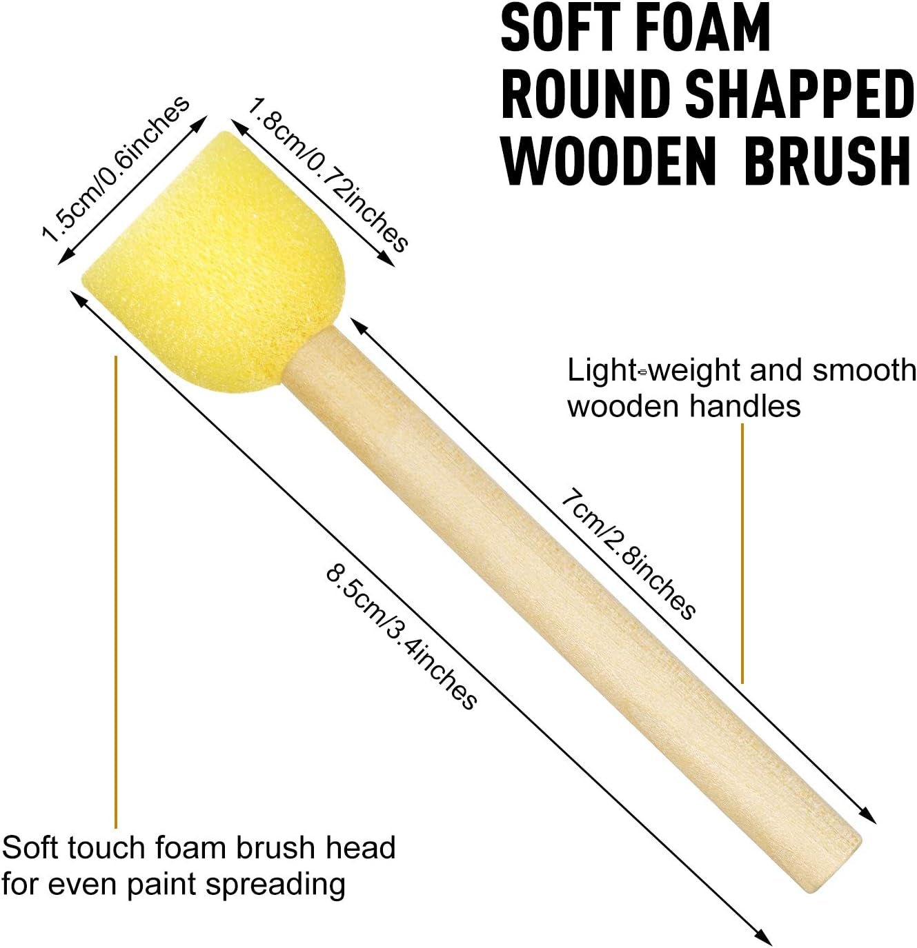 40 Pieces round Sponge Foam Brush Set Paint Sponge Brush Wooden Handle Foam Brush Sponge Painting Tools for Kids Painting Crafts (0.6 Inch)