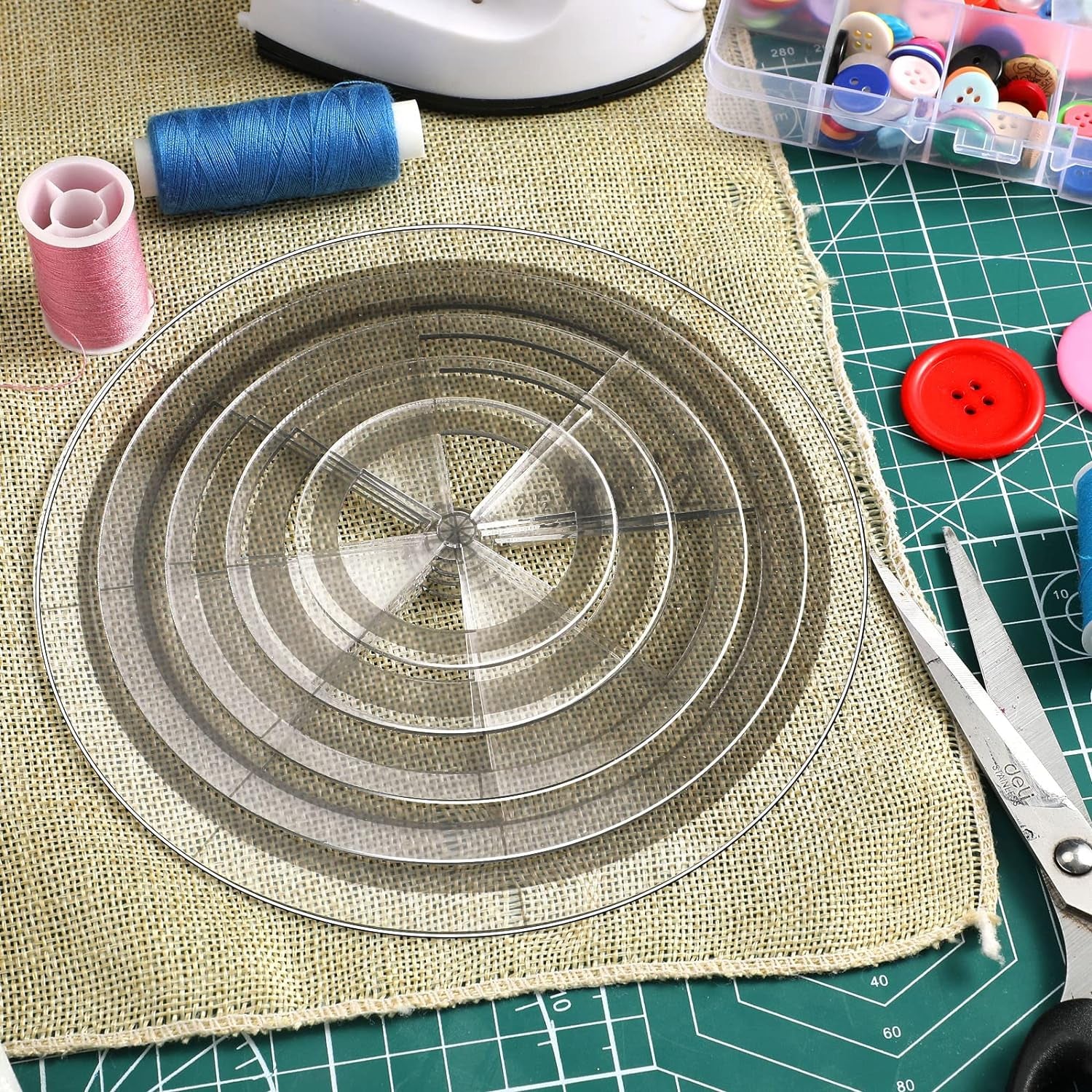 5 Pcs Circle Ruler Quilting Template Set Circle Templates for Quilting Circle Rulers Quilt Arc Circle Cutter Ruler, 5 Sizes (Stylish)