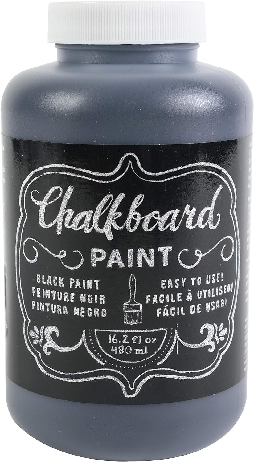 Chalkboard Paint Black, 16 Oz, Use for Walls, Doors, Paper, Wood, and More, Perfect for Cards, Decorations, Party Favors, and More