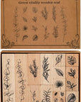 22 Pcs Plant Wooden Rubber Stamps Set, Plant Decorative Wooden Stamp DIY Craft Wooden Rubber Stamps (Plant 1)