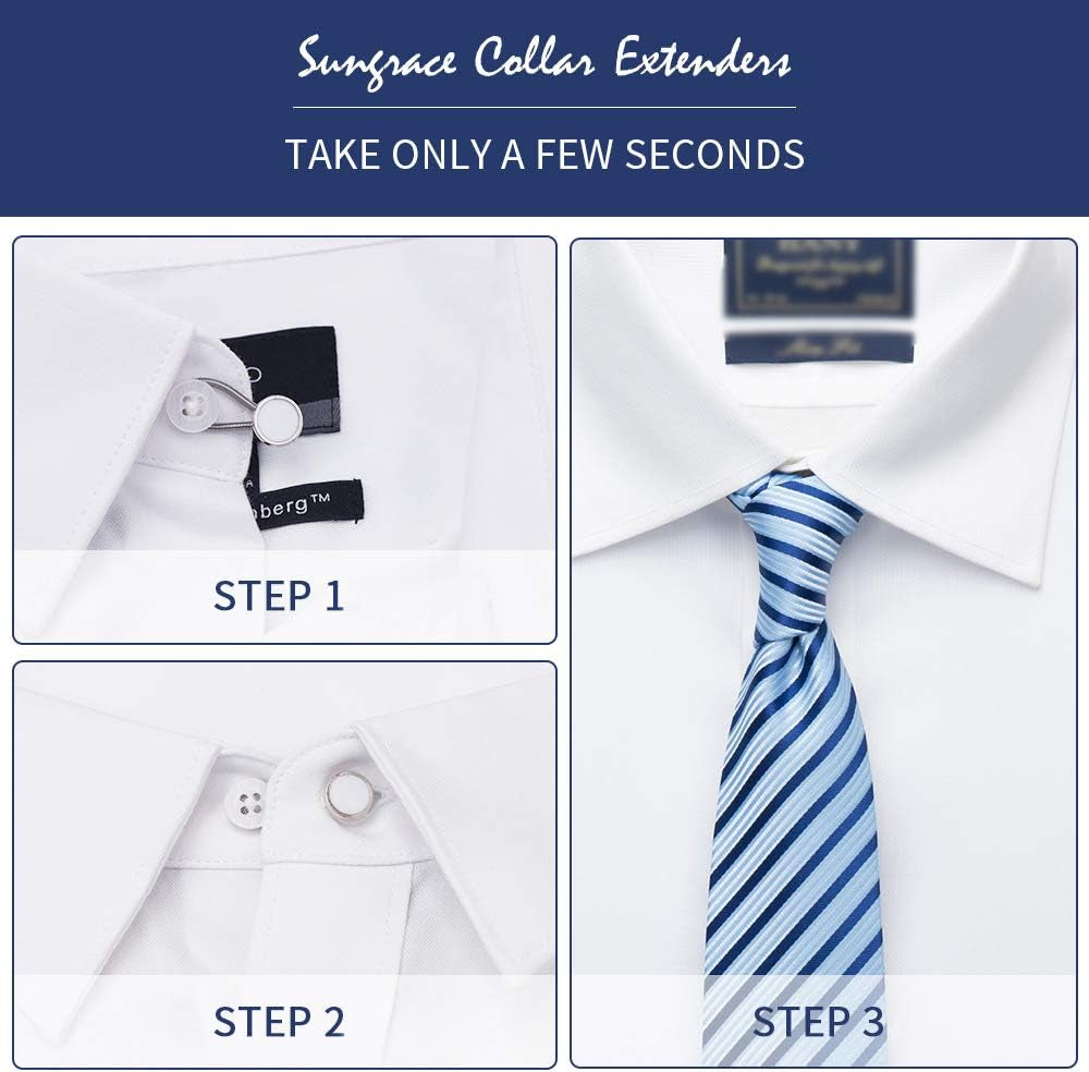 Metal Collar and Buttons Extenders for Shirt Dress Trouser Coat (12 Pack)