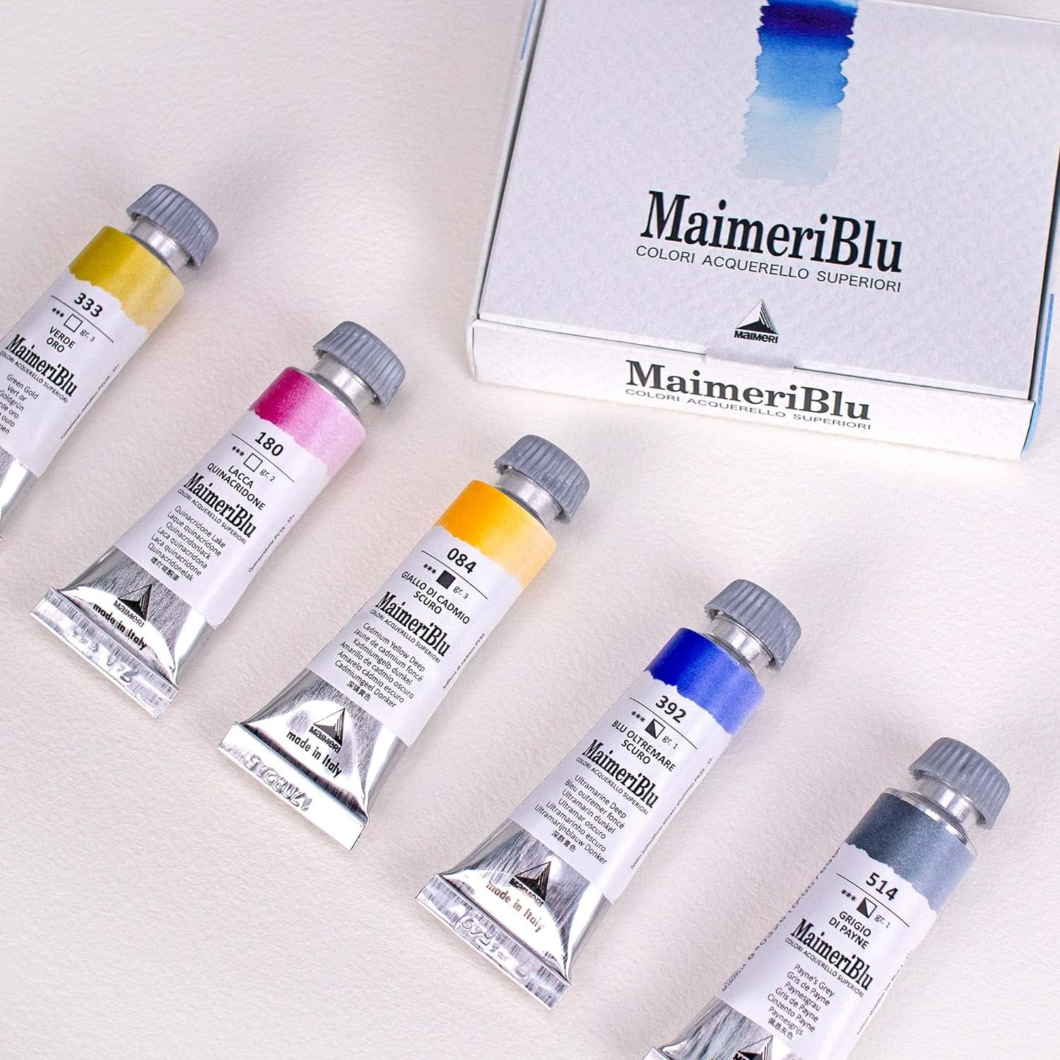 blu 12Ml Introductory Single-Pigment Watercolor Paint Set - 5-Piece Professional Watercolor Paint Set - Watercolor Tubes for Artists - Lightfast and Transparent Watercolor Paint Tubes
