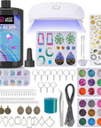 Jewelry Making Kit - 153Pcs Highly Clear Resin with Upgraded UV Lamp, Resin Accessories for Keychains, Jewelry