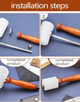 Leather Carving Hammer 2 Pieces, Leathercraft Mallet, Nylon Wood Handle Hammer, Leather Carving Hammer Mallet for DIY Stamping Sew Leather Cowhide Tool(1 T Hammer + 1 Vertical Hammer)